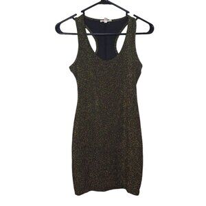 See You Monday Gold Sparkly Dress Womens Juniors Small Spandex Mix Short Stretch